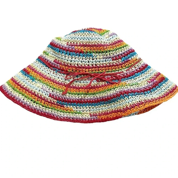 Accessories - NWT Y2K deadstock Multi-coloured crochet oversized bucket hat